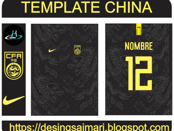 PLATILLA CAMISETA KIT CHINA DRAGON NEGRO