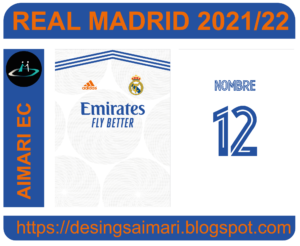 Real Madrid 2021-22 Home Vector Camiseta Free Download