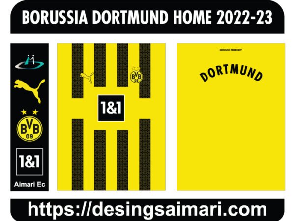 Borussia Dortmund Home Replica 2022-23 Vector Free Download