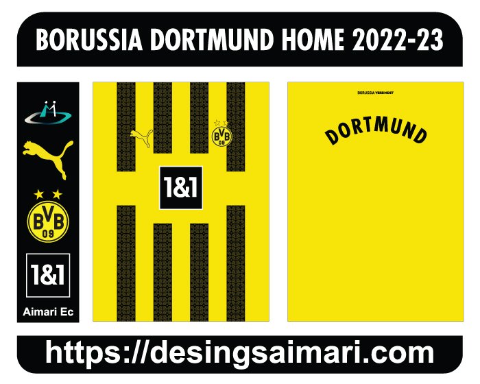 Borussia Dortmund Home Replica 2022-23 Vector Free Download