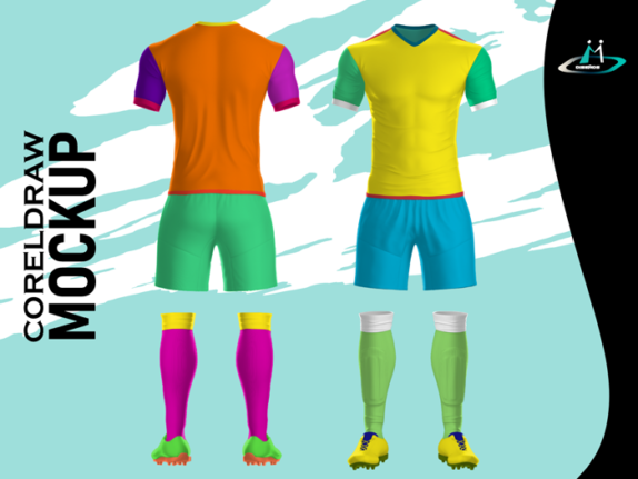 mockup uniforme completo de futbol para coreldraw