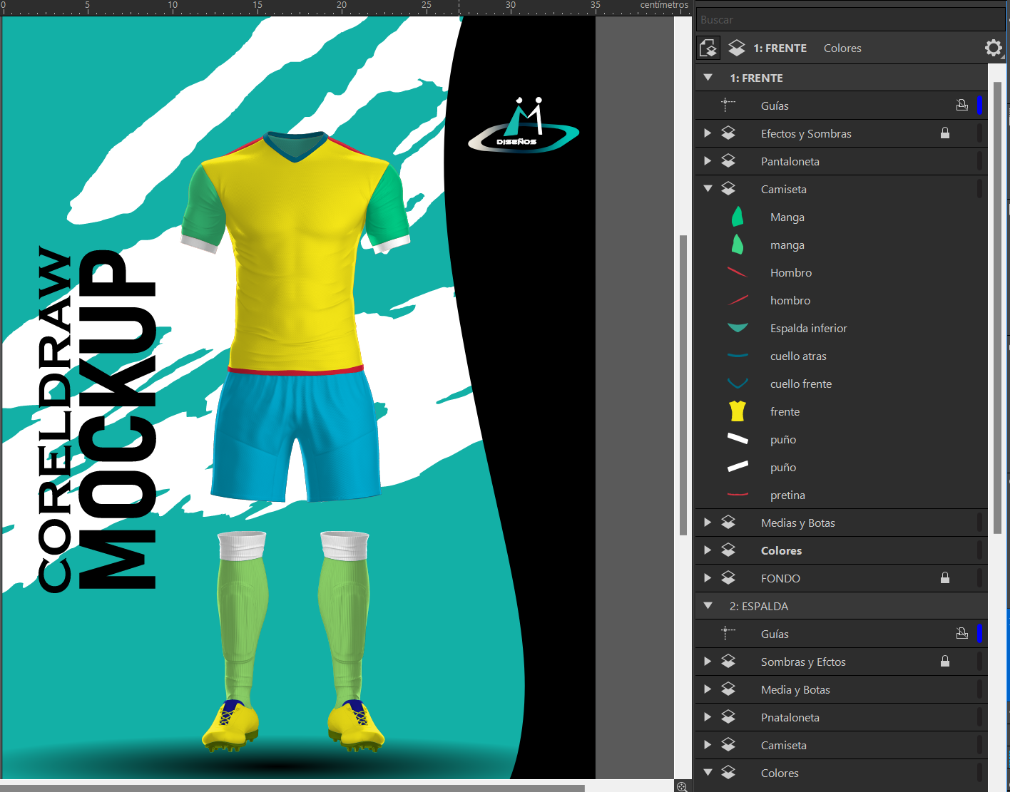 Mockup Uniforme de Futbol CorelDraw - Desings Aimari